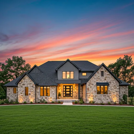 Kentucky homes at sunset.